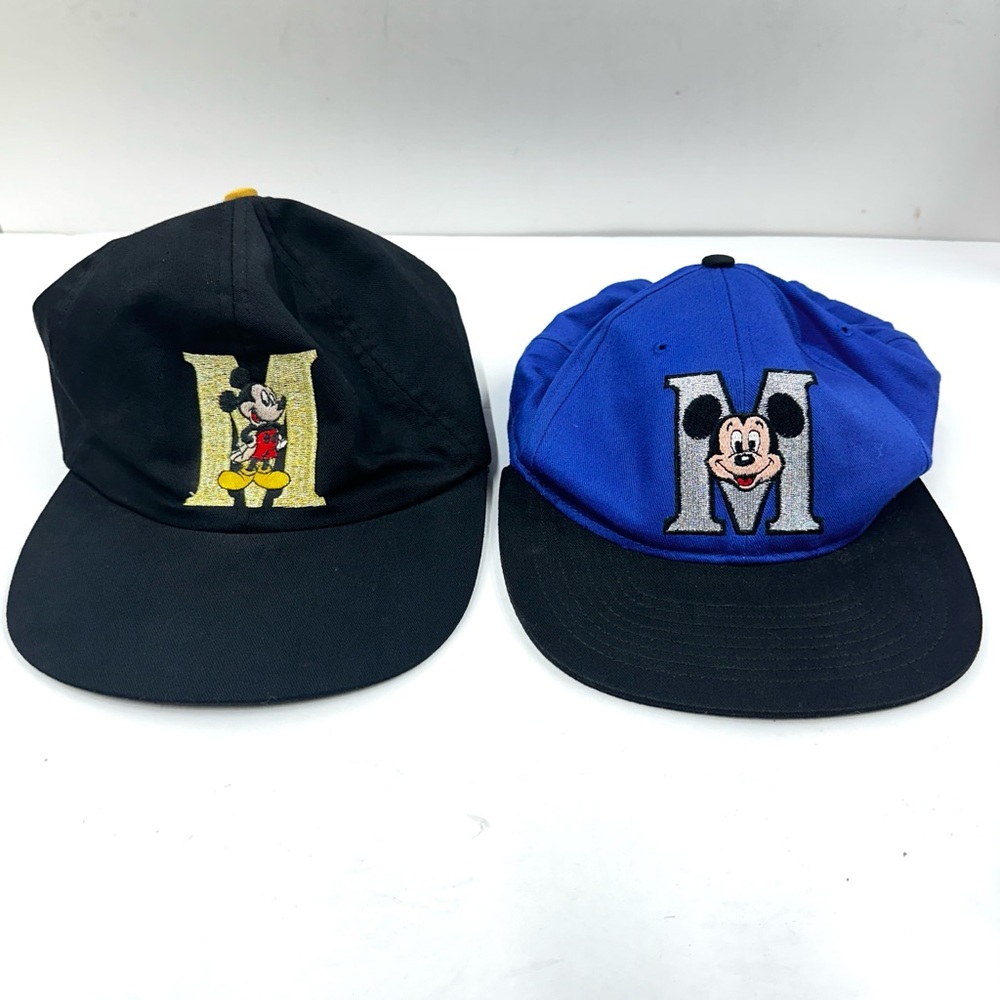 Vintage 90s Mickey Mouse Disney Hat Black Blue Youth SnapBack + FREE ADULT CAP